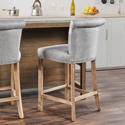 Ania Counter Stool by Kosas Home. Made from 100% polyester, rubberwood frame in a transitional style.