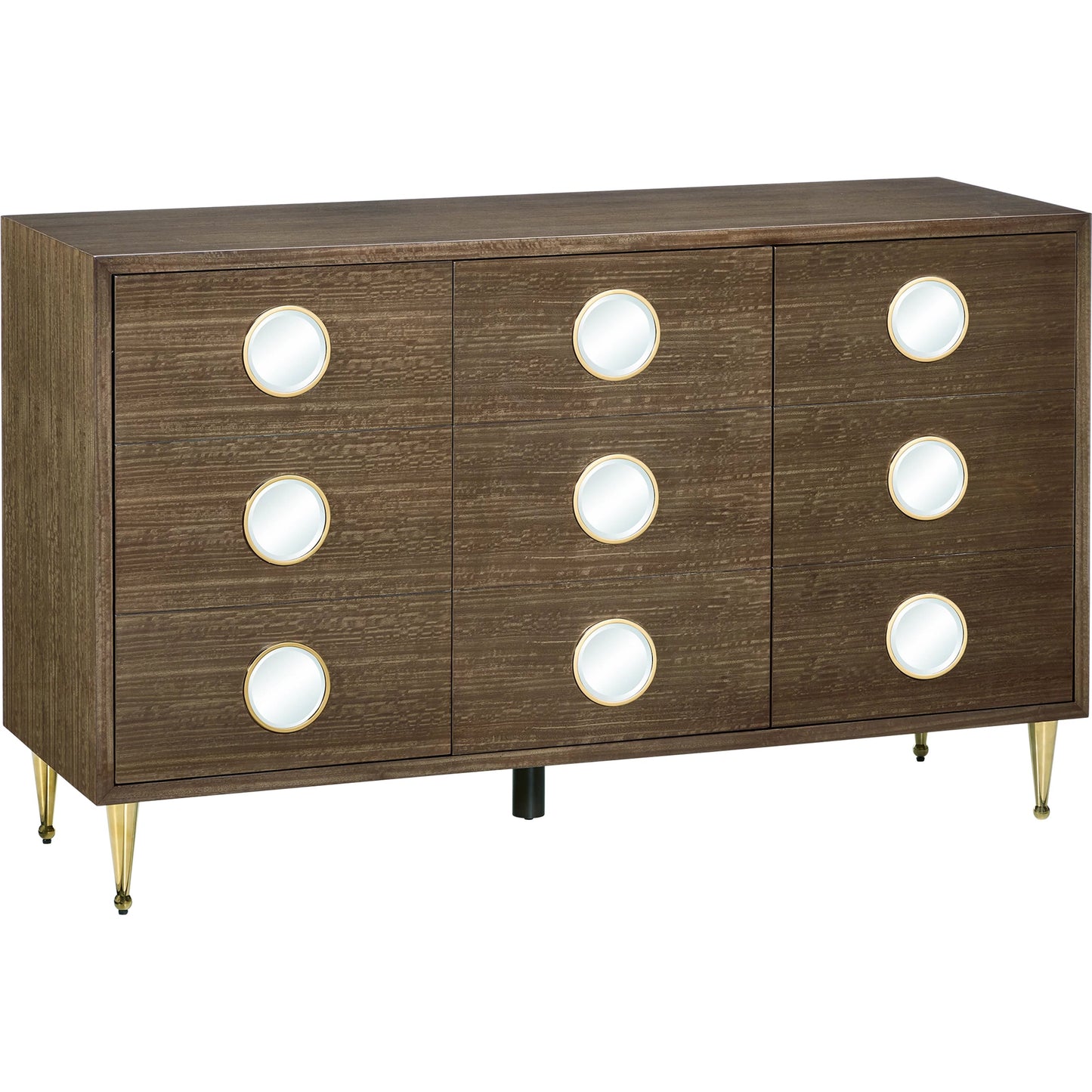 001 SI-2191691 | Primary Silo | Colette Cabinet by Currey and Company in tawny brown, polished brass, mirror. Made from figured eucalyptus, stainless steel, glass in a modern style.