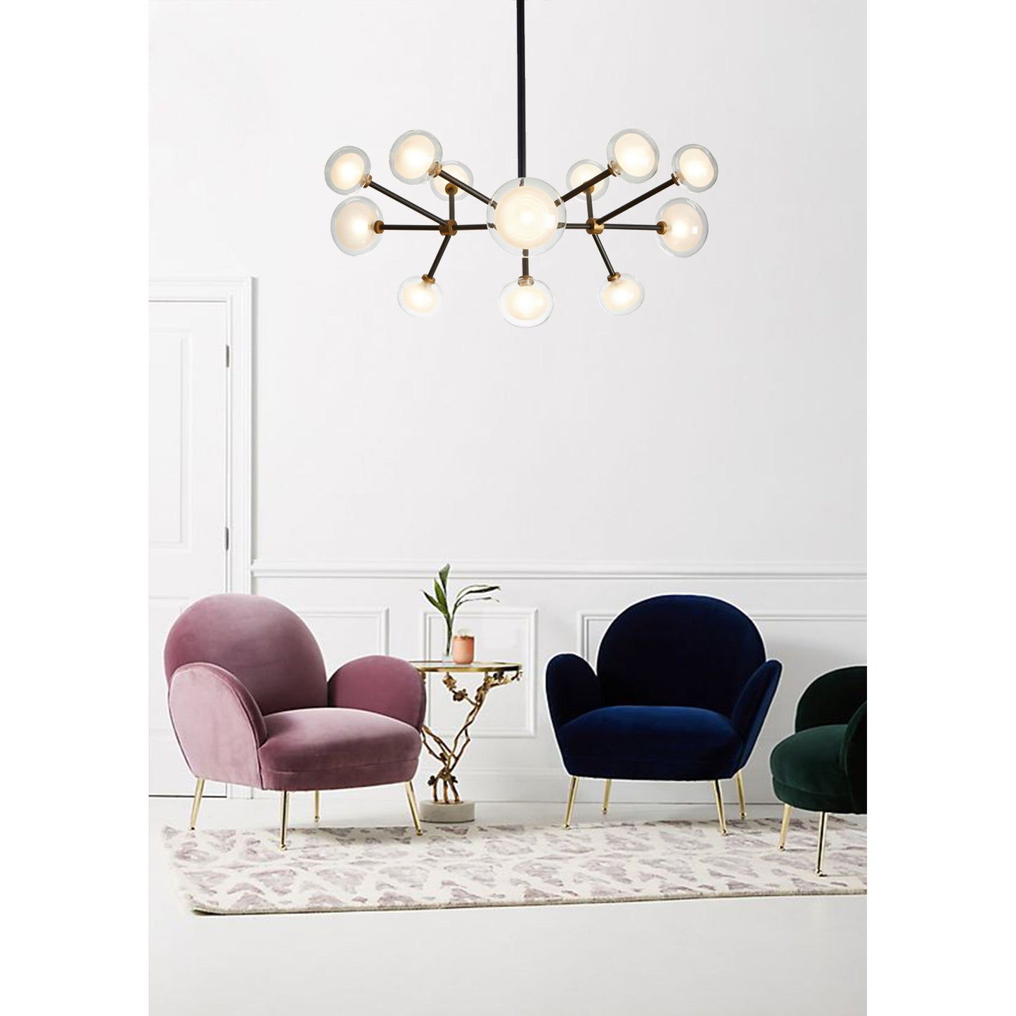 002 SR-700652 | Lifestyle | Enzo Chandelier by Pasargad Home in bronze and black. Made from glass, steel in a modern style.