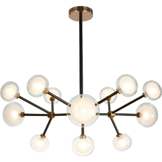 Enzo Chandelier by Pasargad Home in bronze and black. Made from glass, steel in a modern style.