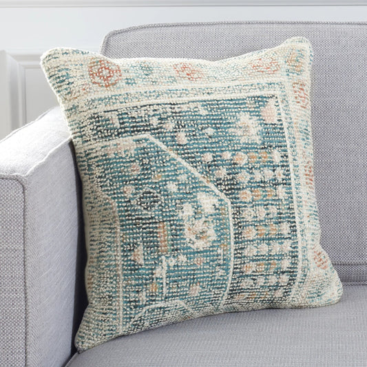 Greene Pillow by HedgeApple Essentials in teal. Made from unique in a traditional style.
