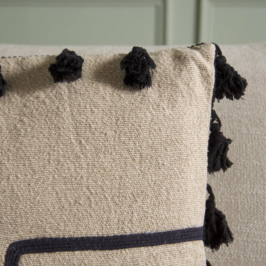 Ness Pillow by HedgeApple Essentials in beige, black. Made from 100% linen in a modern style.