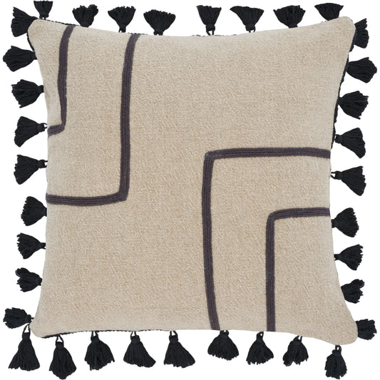 Ness Pillow by HedgeApple Essentials in beige, black. Made from 100% linen in a modern style.