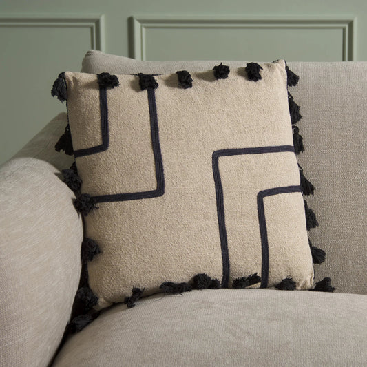 Ness Pillow by HedgeApple Essentials in beige, black. Made from 100% linen in a modern style.