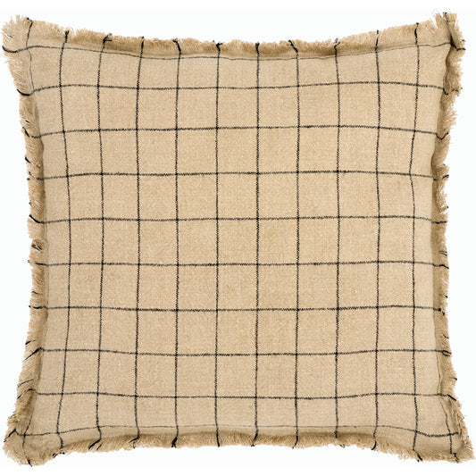 Driftwood Pillow by HedgeApple Essentials in natural, black. Made from linen, zipper, 100% virgin quality vacuum packed filler in a cottage & farmhouse style.