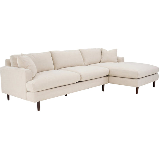 Martha Sectional Sofa by LH Imports in beach alabaster and dark brown. Made from birch, pine, plywood, polyester, foam, polyester fiber, feather in a transitional style.