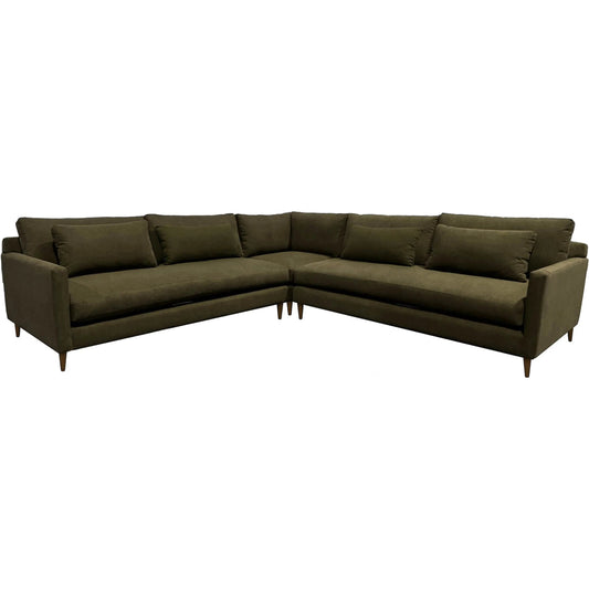 001 SI-2533509 | Primary Silo | Gemma Corner Sectional by LH Imports in green, pine and walnut brown. Made from hemlock, alder, plywood, feather, polyester, foam, polyester fiber in a unique style.