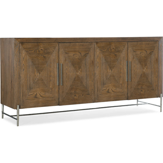 Chapman Buffet by Hooker Furniture in sorrel. Made from white oak veneers, metal base in a modern style.