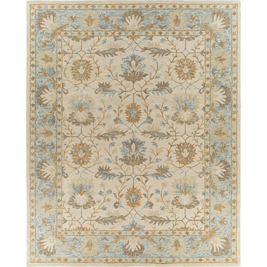 Panipat Rug - 22946 by Livabliss in pale blue, charcoal, ice blue, beige, olive. Made from 100% wool in a unique style.