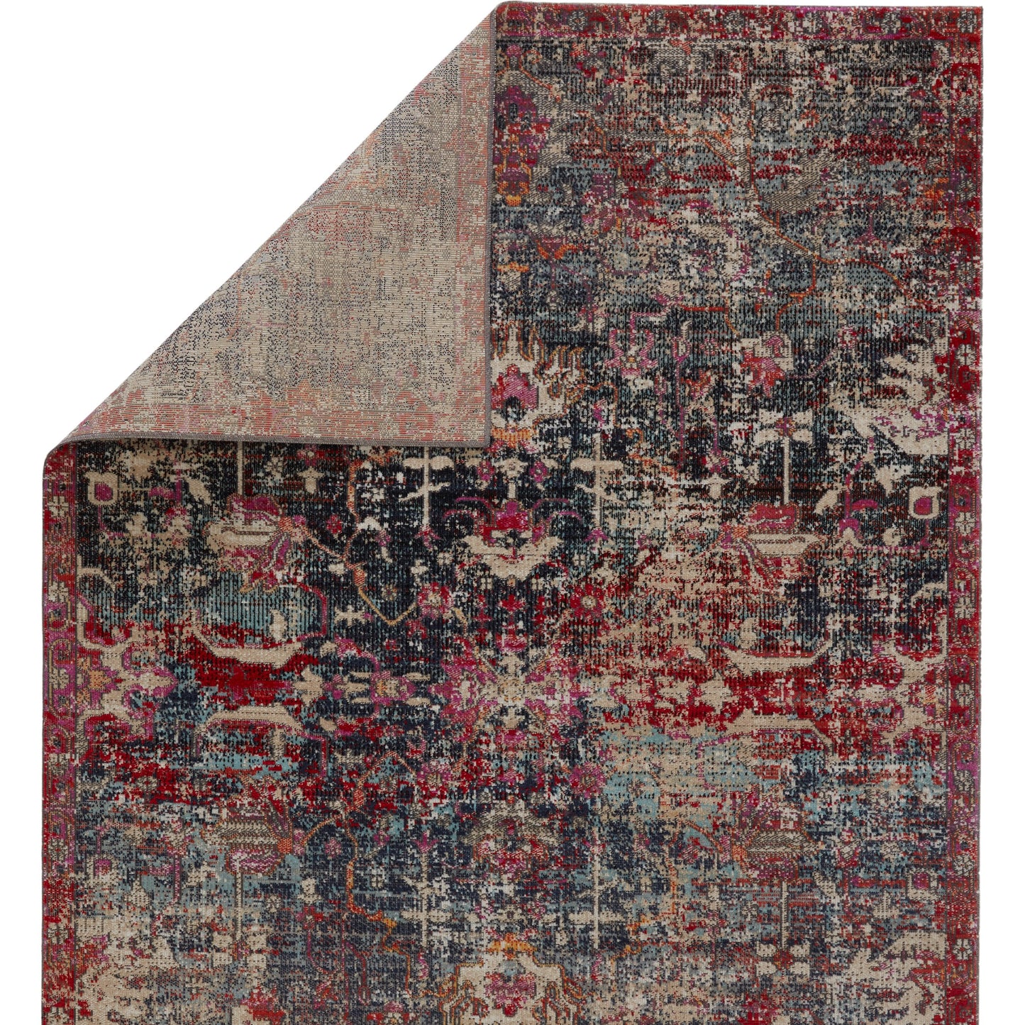 002 SI-1717670 | Closeup | Polaris POL38 Indoor/Outdoor Rug by Jaipur Living in dark blue, red. Made from 100% polypropylene in a unique style.