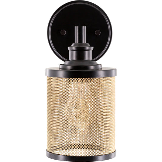 Porson Wall Sconce - 25329 by Surya in black, gold and painted. Made from metal, metal mesh in a cottage & farmhouse style.