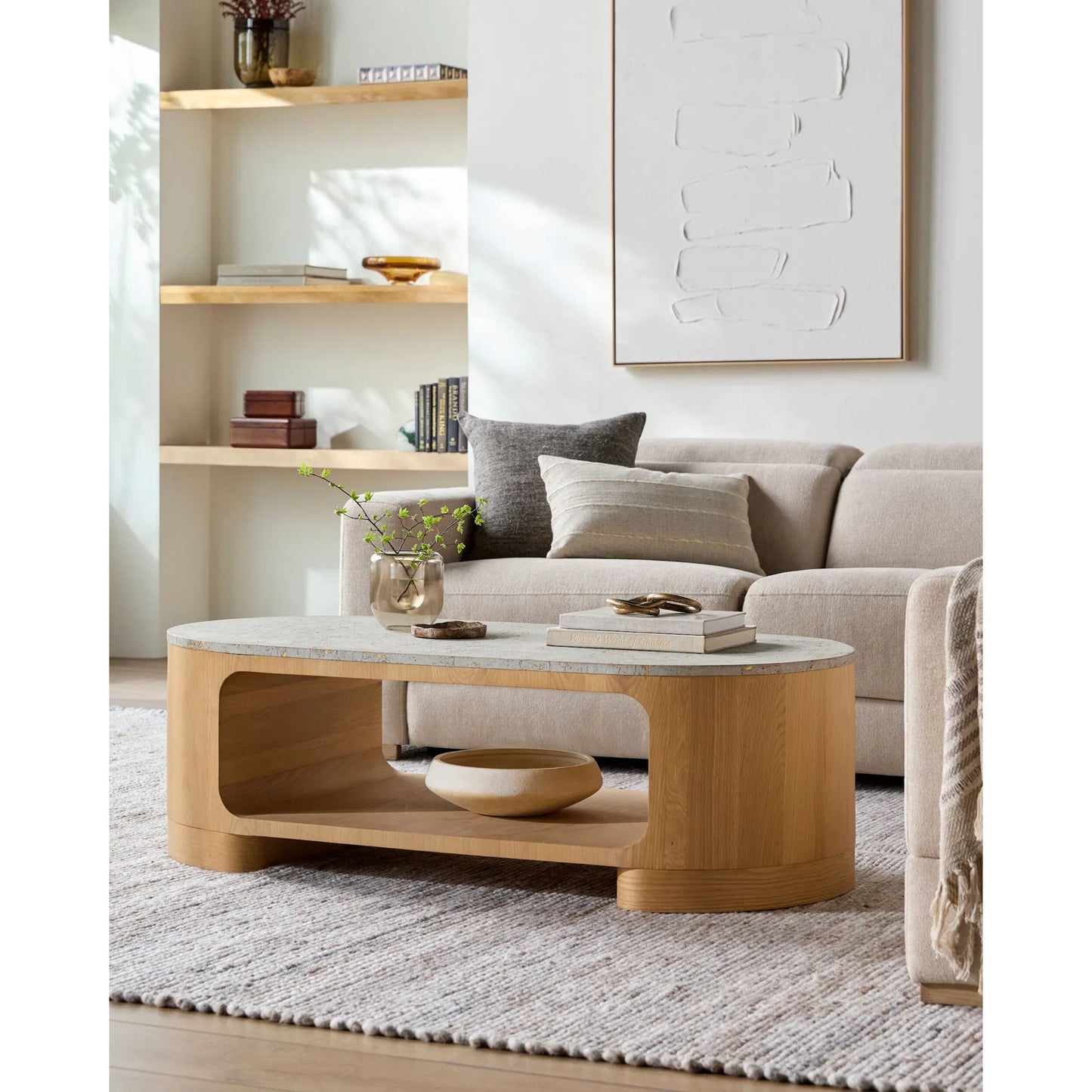 008 SI-2258043 | Lifestyle | Poros Coffee Table by Surya. Made from cork veneer, oak in a eclectic & global style.