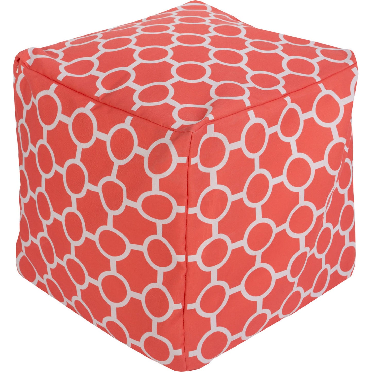 002 O-SURYA-POUF-270 | Primary Silo | Rain Indoor/Outdoor Throw by Livabliss in coral, light gray. Made from 100% polyester in a modern style.