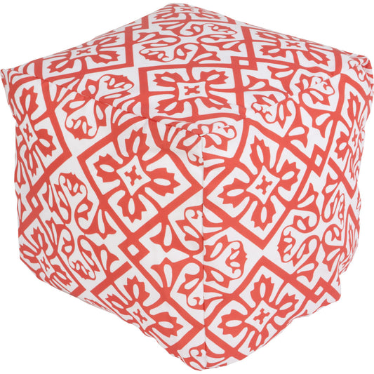 001 O-SURYA-POUF-309 | Primary Silo | Rain Indoor/Outdoor Throw by Livabliss in coral, ivory. Made from 100% polyester in a modern style.