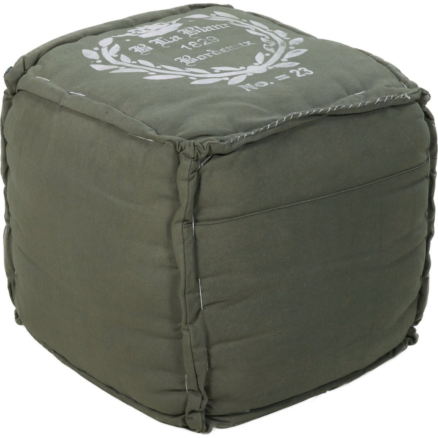 001 O-SURYA-POUF-57 | Primary Silo | Bordeaux Pouf by Surya in forest, ivory. Made from cotton in a cottage & farmhouse style.