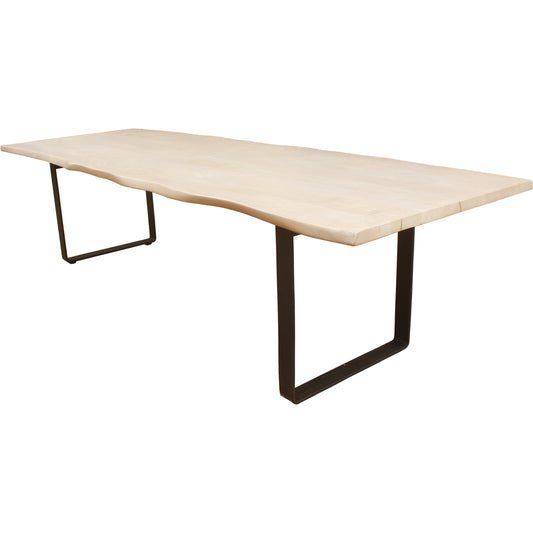 Wilks Dining Table by Moe's Home Collection in white. Made from solid mango, iron legs in a modern style.