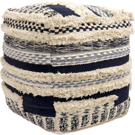 001 SI-1990640 | Primary Silo | Grand Canyon Navy Pouf by Pasargad Home in navy. Made from cotton in a modern style.