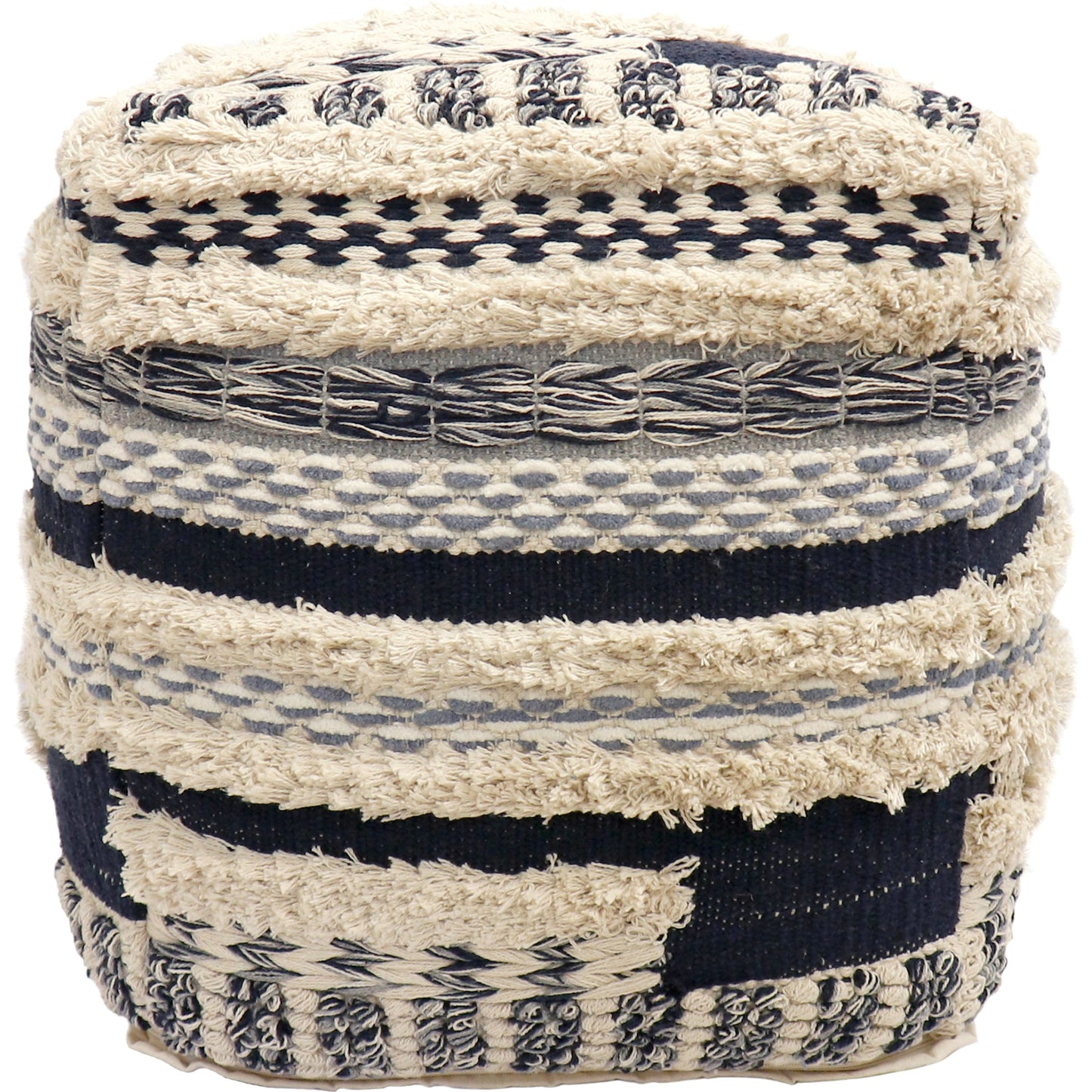 002 SI-1990640 | Additional Silo | Grand Canyon Navy Pouf by Pasargad Home in navy. Made from cotton in a modern style.