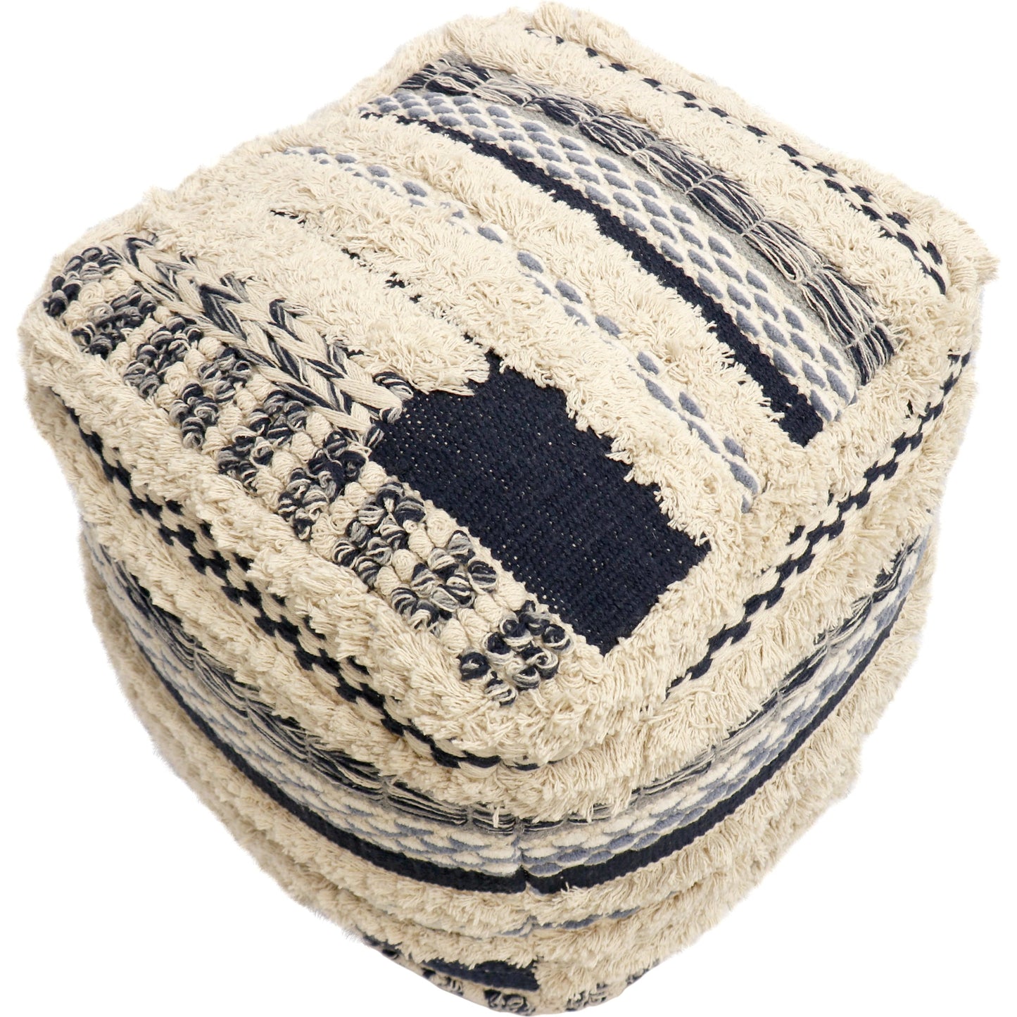 003 SI-1990640 | Additional Silo | Grand Canyon Navy Pouf by Pasargad Home in navy. Made from cotton in a modern style.