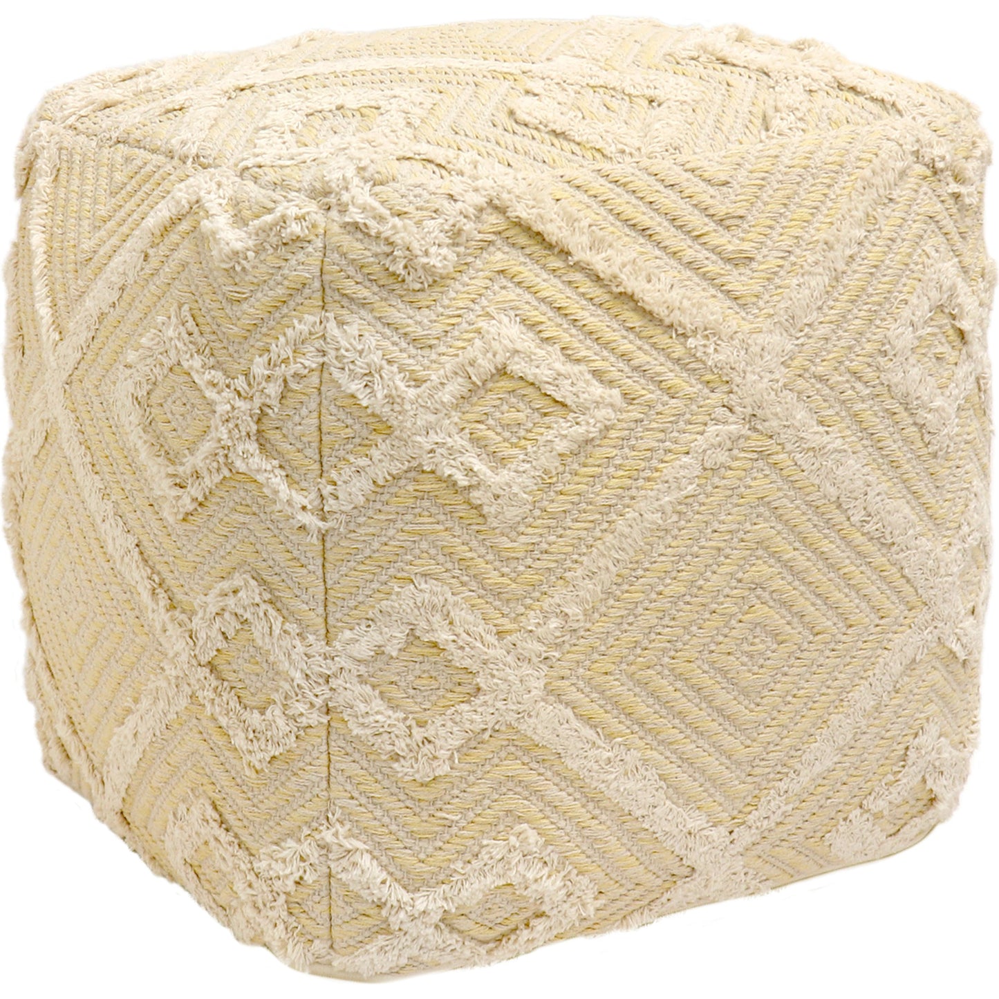 001 SI-1990642 | Primary Silo | Grand Canyon Yellow Pouf by Pasargad Home in yellow. Made from cotton in a modern style.