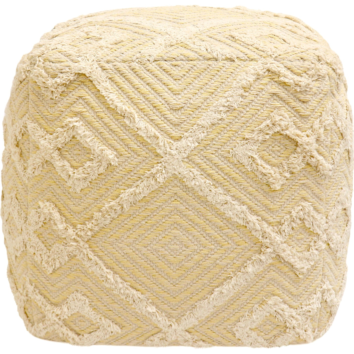 002 SI-1990642 | Additional Silo | Grand Canyon Yellow Pouf by Pasargad Home in yellow. Made from cotton in a modern style.
