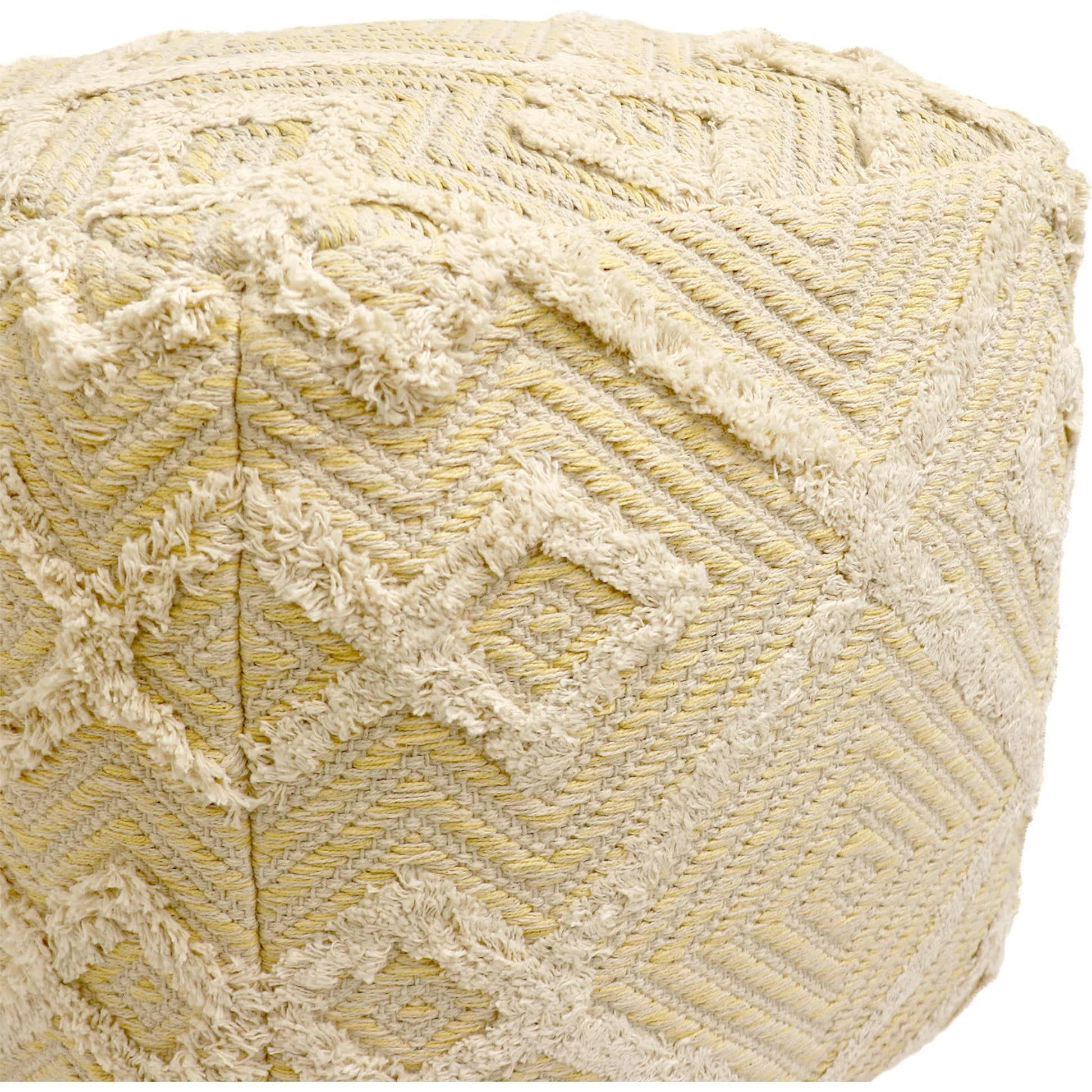 Grand Canyon Yellow Pouf by Pasargad Home in yellow. Made from cotton in a modern style.