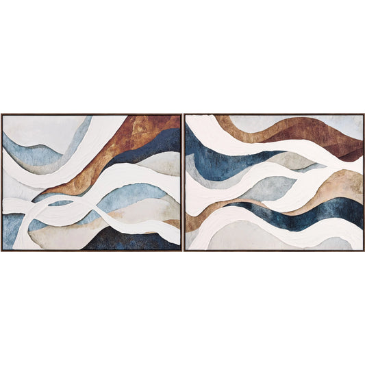 001 SI-2530588 | Primary Silo | Praya Framed Art (Set of 2) by Livabliss in blue and hand painted. Made from canvas, polystyrene in a unique style.
