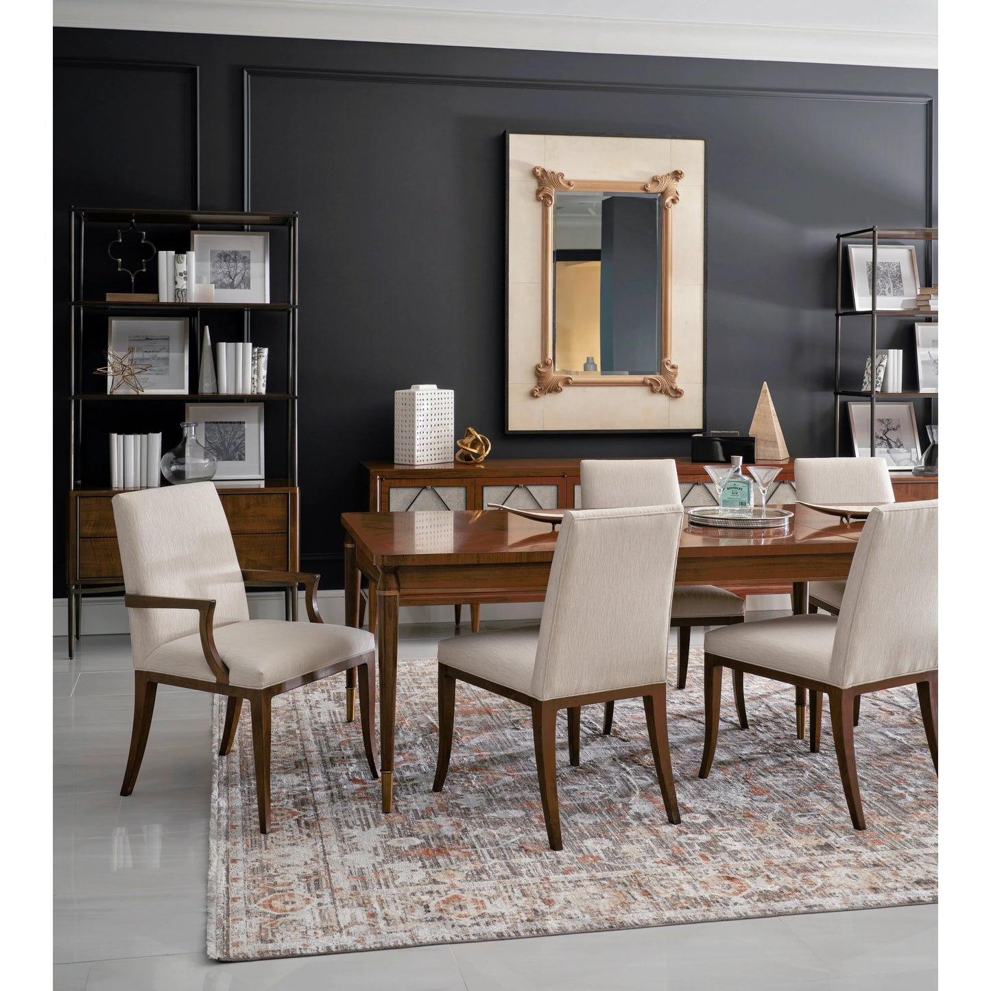019 SI-1991091 | Lifestyle | Toulouse Walnut Dining Table by Jonathan Charles in walnut. Made from walnut quarter figured veneer in a modern style.