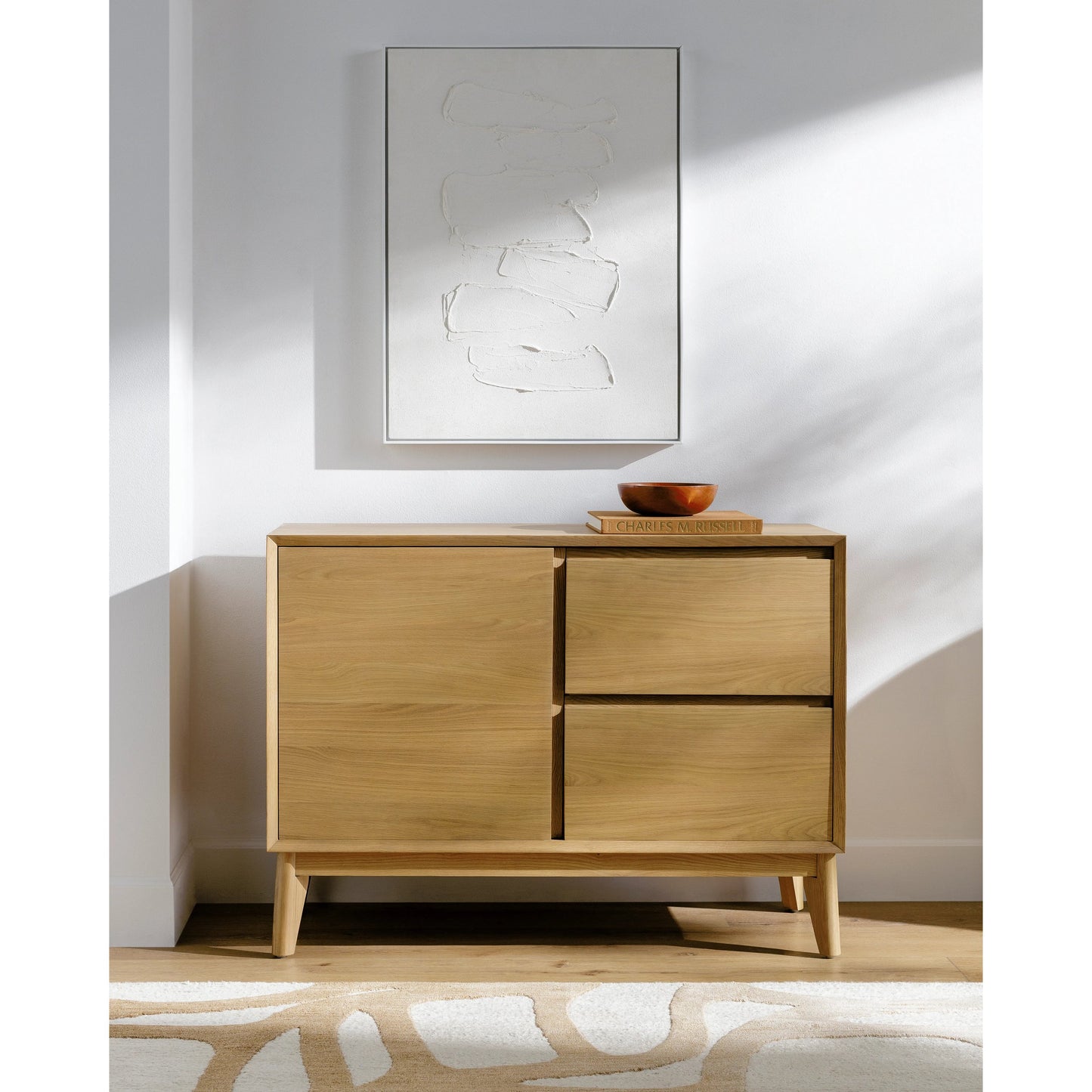 004 SI-2133395 | Lifestyle | Pryce Sideboard by Surya in brown and wood finish. Made from oak in a modern style.