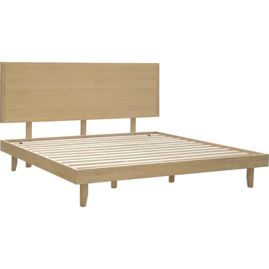 Pryce Platform Bed by Surya in brown and wood finish. Made from oak in a modern style.