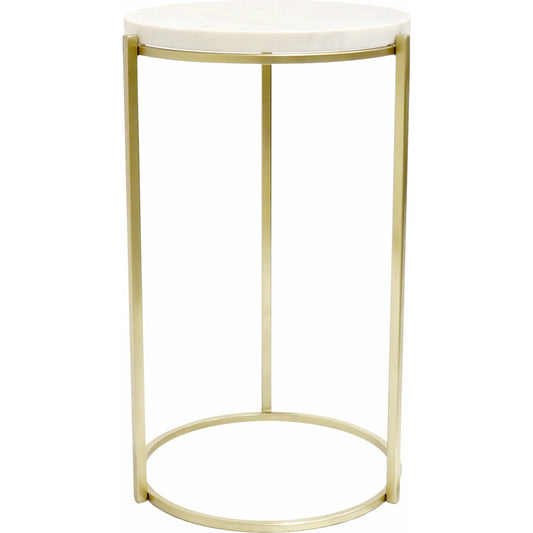 Carina Side Table by Pasargad Home in gold. Made from marble, steel in a transitional style.
