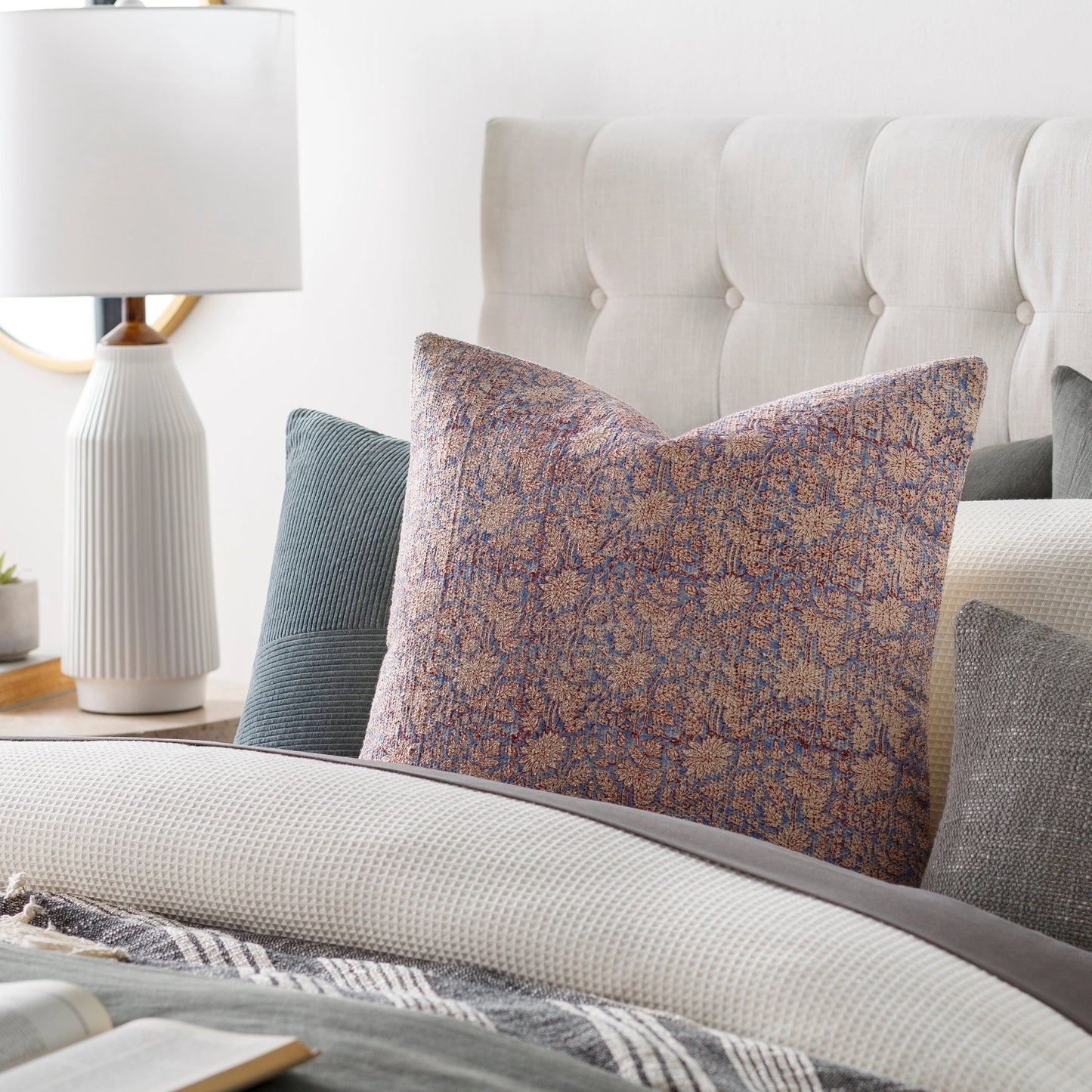 005 SI-1889002,SI-1889003,SI-1889004,SI-1889005,SI-1889006,SI-1889007 | Lifestyle | Prisha Pillow - 9497 by Livabliss in brick red, light beige. Made from 100% cotton in a unique style.