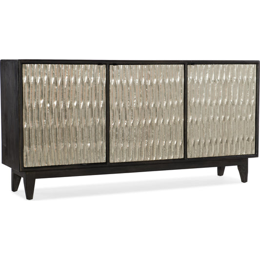 Shimmer Credenza by Hooker Furniture in charcoal. Made from mango solids with german silver foil in a modern style.