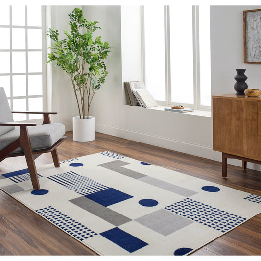 Pisa Rug - 490207 by Livabliss in light gray, dark blue, charcoal, medium gray. Made from face: 100% polypropylene, warp: 100% jute in a unique style.