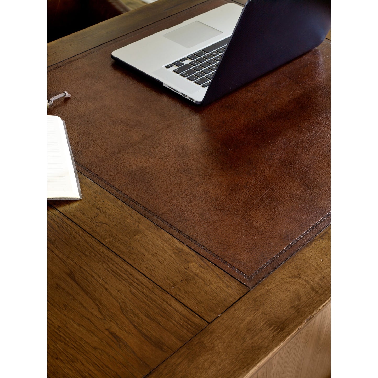 003 SI-1748326 | Closeup | Archivist Executive Desk by Hooker Furniture in pecan. Made from pecky pecan veneers in a traditional style.