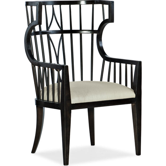 001 SI-1749563 | Primary Silo | Sanctuary Couture Host Chair by Hooker Furniture in beige and noir. Made from fabric, foam in a traditional style.