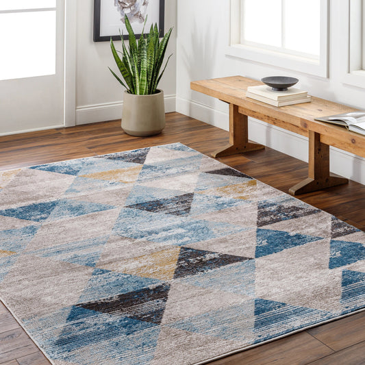 Pertek Rug - 32399 by Livabliss in gray, deep teal, dark blue, dark brown, black. Made from 100% polypropylene in a unique style.