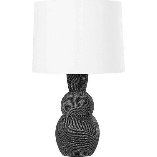 Miles One Light Table Lamp by Troy in ceramic etched black. Made from ceramic in a modern style.