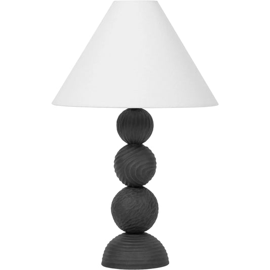 Miela Table Lamp by Troy in forged iron, ceramic black motif. Made from ceramic in a modern style.