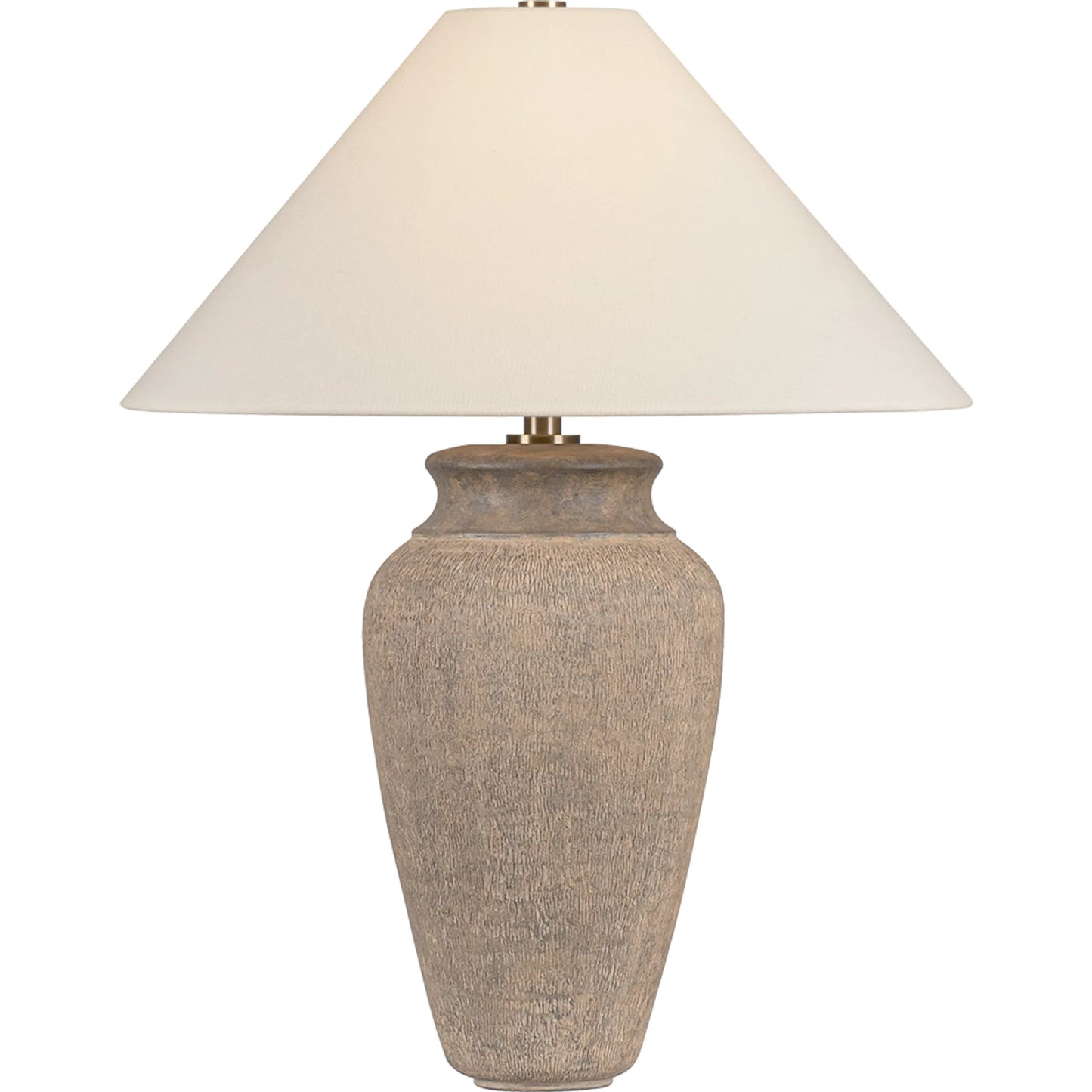 001 SI-2472585 | Primary Silo | Vessel Table Lamp by Troy in patina brass, ceramic textural umber. Made from unique in a transitional style.