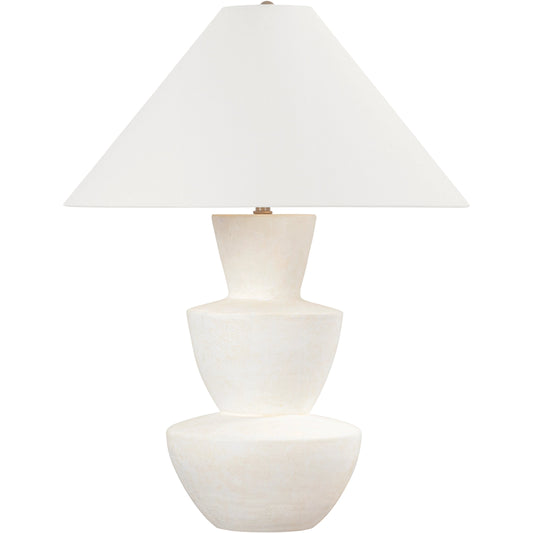 Kamas Table Lamp by Troy in ivory, patina brass. Made from brass in a modern style.