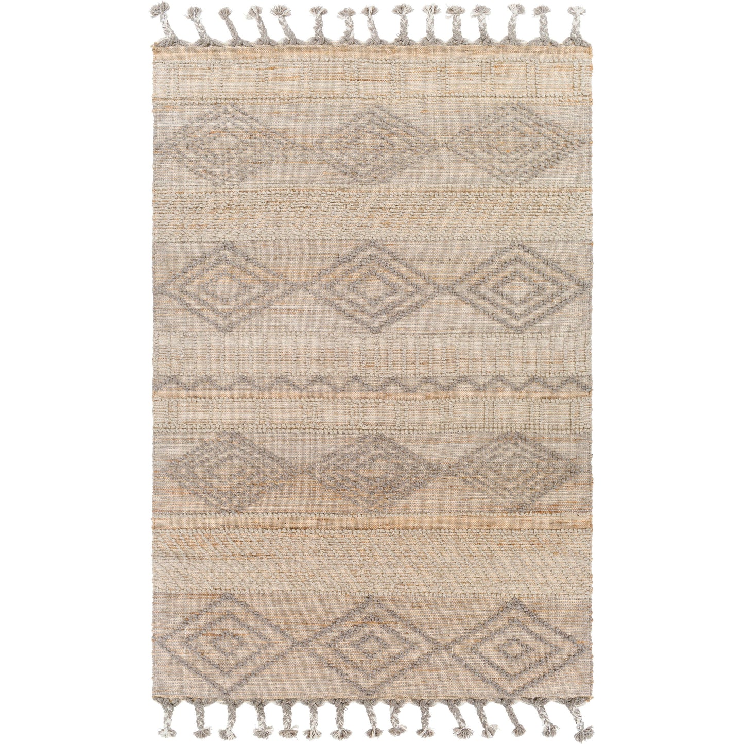 001 SI-1756583,SI-1756586,SI-1756587,SI-1756588 | Primary Silo | Preston Rug - 29253 by Surya in tan, medium gray. Made from 50% jute, 50% wool in a unique style.