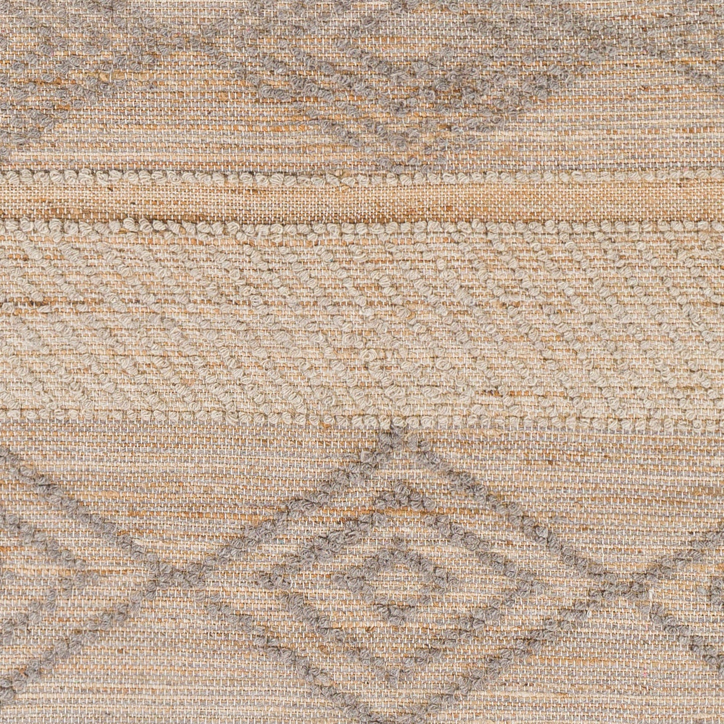 005 SI-1756583,SI-1756584,SI-1756586,SI-1756587,SI-1756588 | Closeup | Preston Rug - 29253 by Surya in tan, medium gray. Made from 50% jute, 50% wool in a unique style.