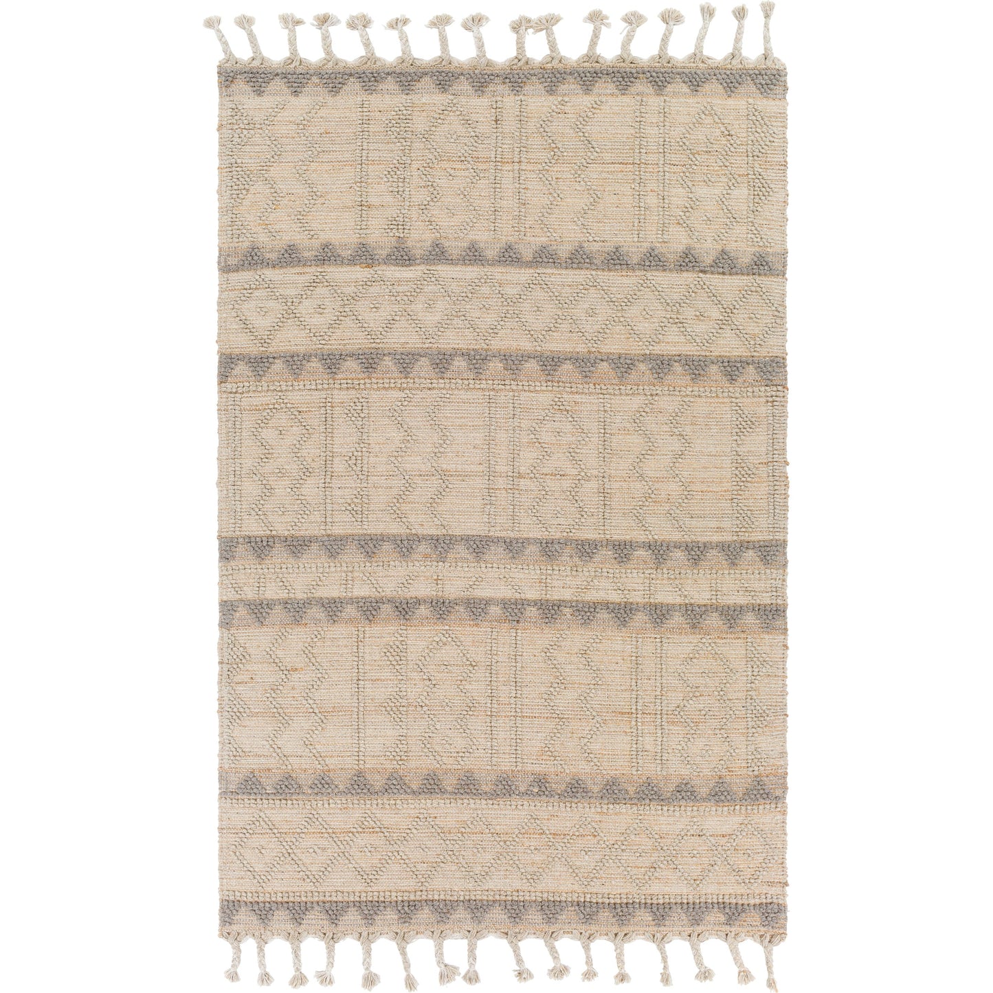 001 SI-1756589,SI-1756591,SI-1756592,SI-1756593,SI-1756594 | Primary Silo | Preston Rug - 29254 by Surya in tan, medium gray. Made from 50% jute, 50% wool in a unique style.