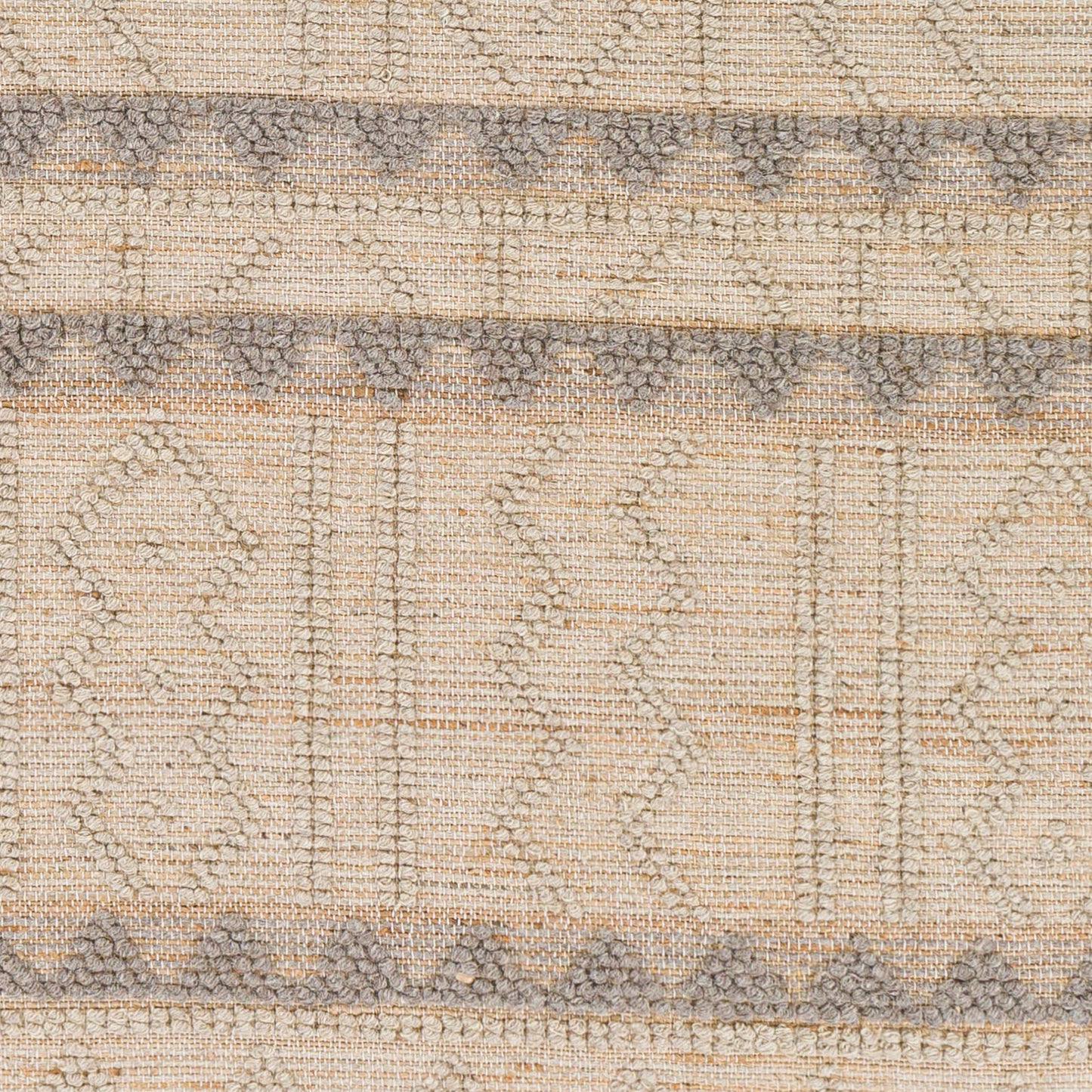 005 SI-1756589,SI-1756590,SI-1756591,SI-1756592,SI-1756593,SI-1756594 | Closeup | Preston Rug - 29254 by Surya in tan, medium gray. Made from 50% jute, 50% wool in a unique style.