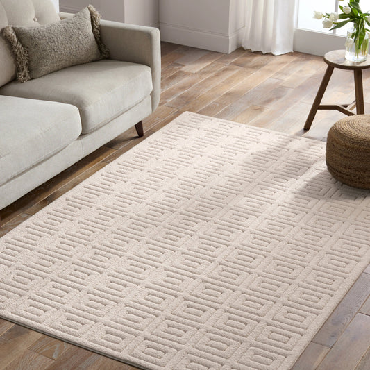 Petros PTR05 Rug by Jaipur Living in cream. Made from 100% polyester in a unique style.