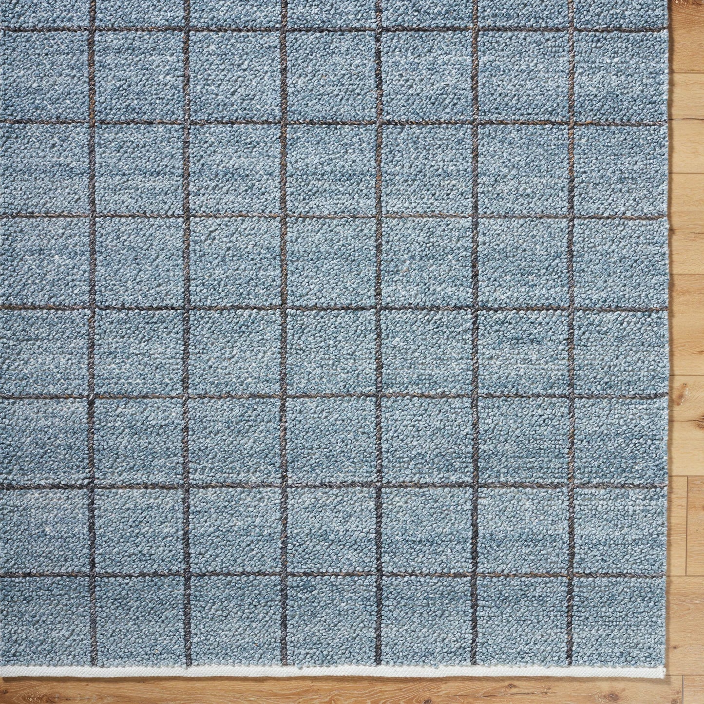 006 SI-2167519,SI-2167520,SI-2167521,SI-2167522 | Closeup | Provence Rug - 484419 by Livabliss in slate blue, charcoal, steel grey. Made from recycled pet yarn in a unique style.