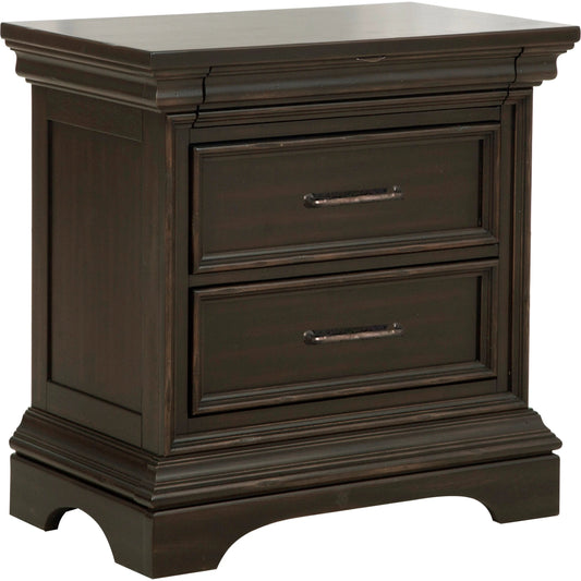 001 SI-2155455 | Primary Silo | Caldwell Nightstand by Pulaski Furniture in deep brown. Made from acacia veneers in a traditional style.