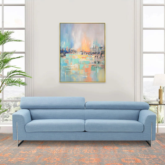 Mirage Handpainted & Coastal Landscape Oil Painting on Canvas - PXA-1011 by Pasargad Home in multi, blue. Made from canvas in a unique style.