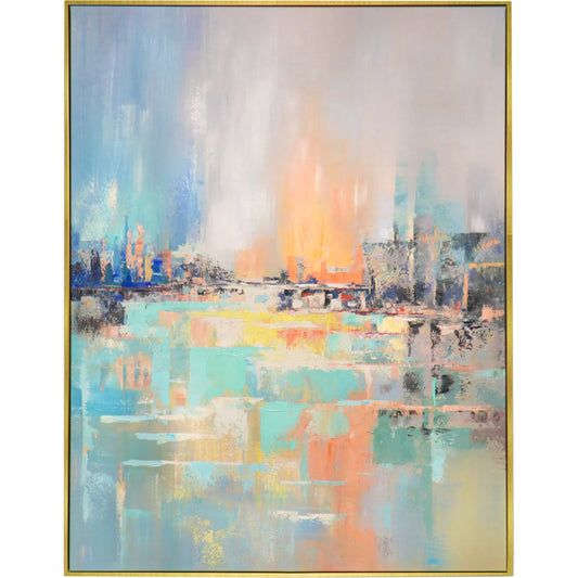001 SI-2534687 | Primary Silo | Mirage Handpainted & Coastal Landscape Oil Painting on Canvas - PXA-1011 by Pasargad Home in multi, blue. Made from canvas in a unique style.